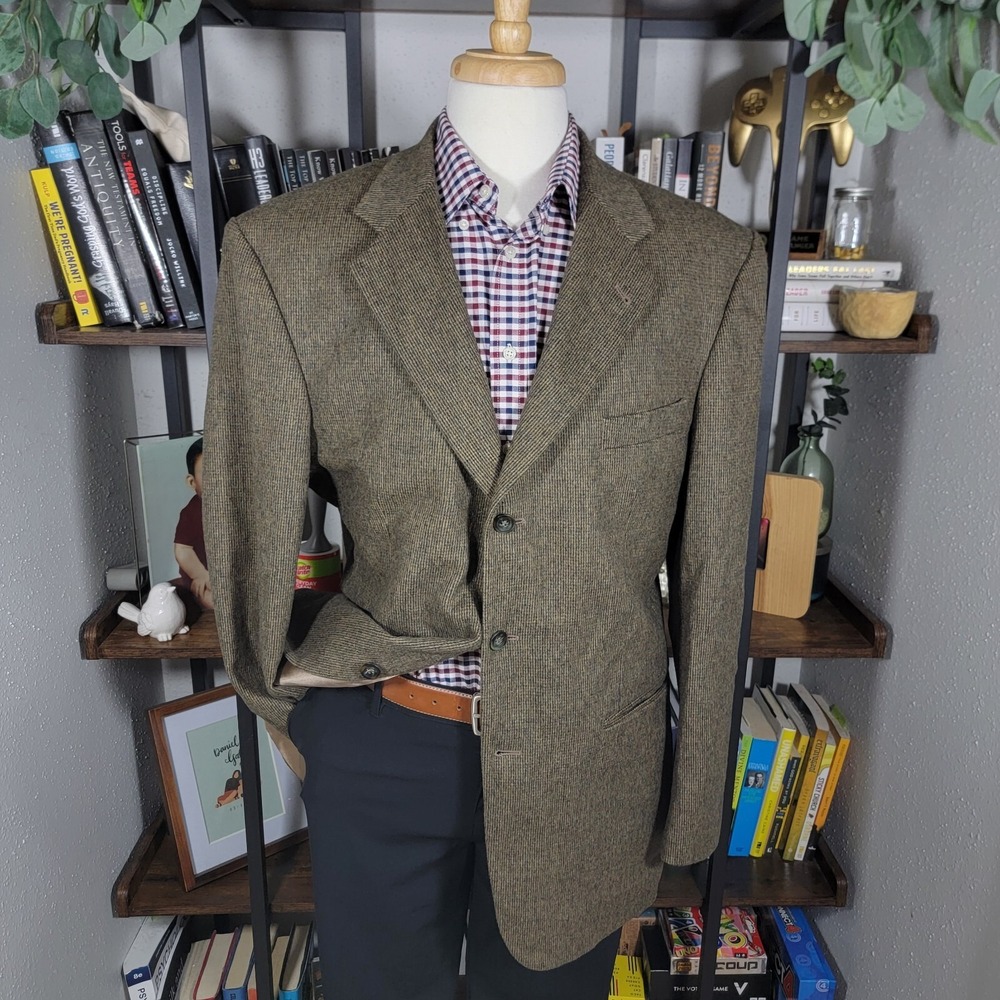 Robert Stock Signature Men's Sport Coat Two Button Soft Brown‎ Wool Camel Sz 44L